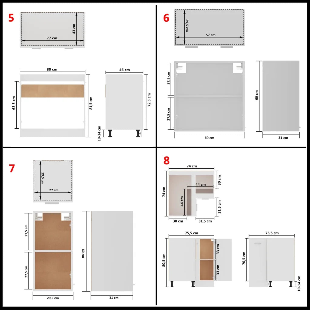 Set Armadi da Cucina 11 pz Lyon Bianco in Truciolato 3067663