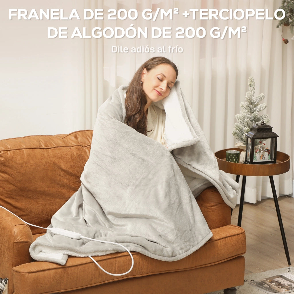 Coperta elettrica riscaldante ¨C zephmum ¨C 180x130 cm grigio 9 temperature timer lavabile