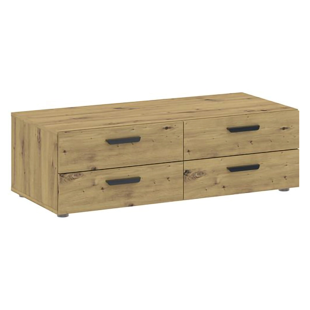Gignod, Cassettiera 4 Cassetti, 111x52x35h cm Marrone Rovere Nodi