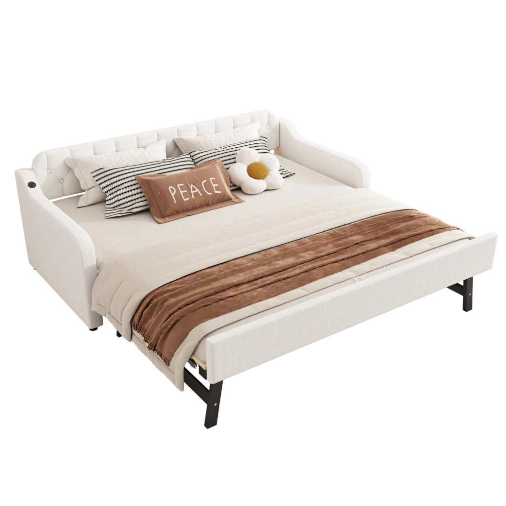 Divano letto estraibile - Zephmum- 90*200cm- beige- USB-Anschluss