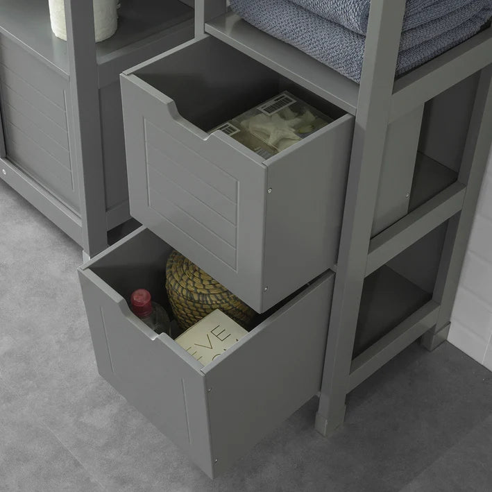 Mobiletto Bagno Colonna Bagno Cassettiera Bagno salvaspazio L30*P30*A145 cm Grigio Scuro FRG126-SG