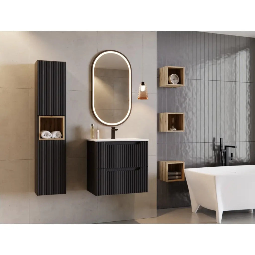 Lavabo da incasso FLOW 50 cm in ceramica bianca lucida
