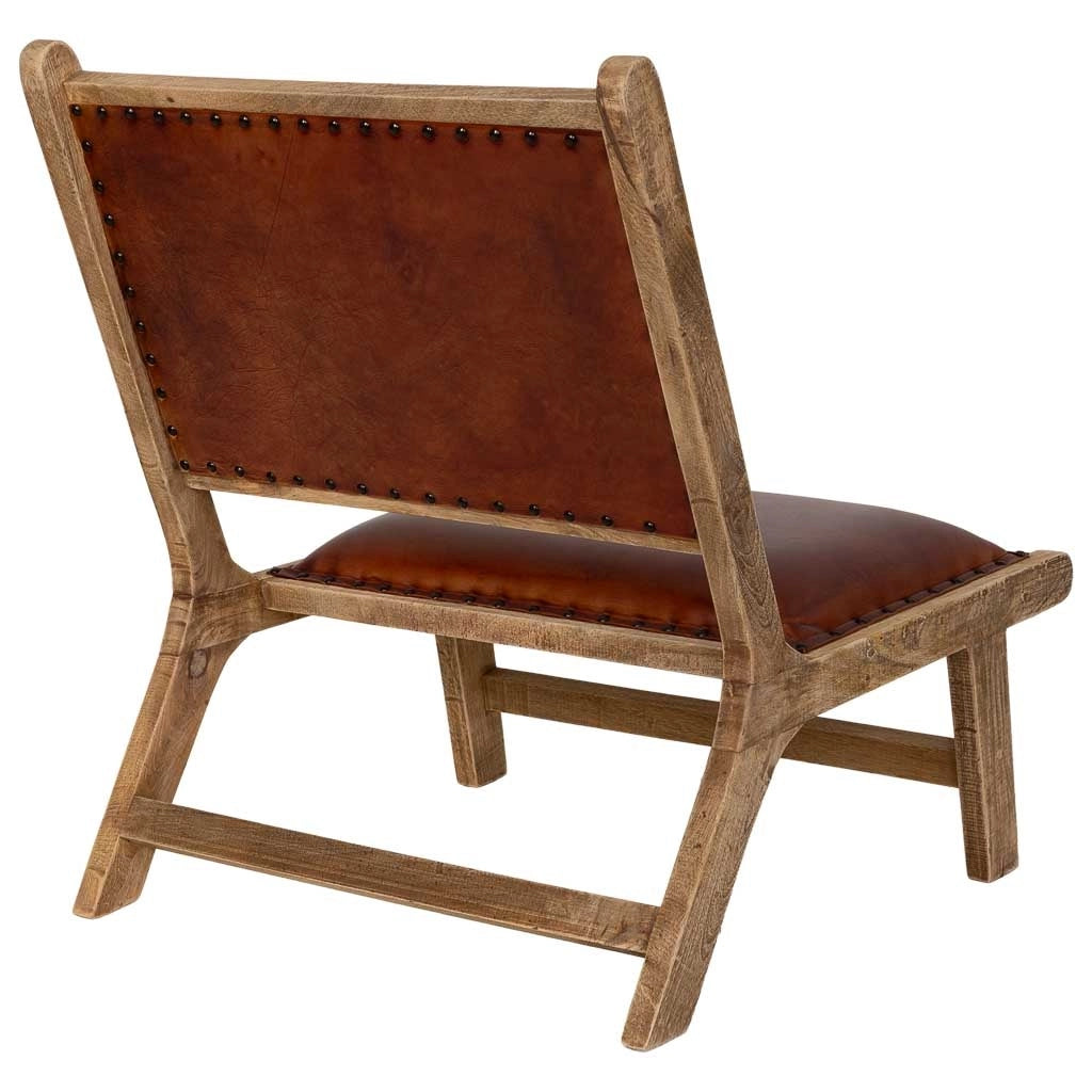 Sedia in legno e pelle marrone 65x78x81h cm