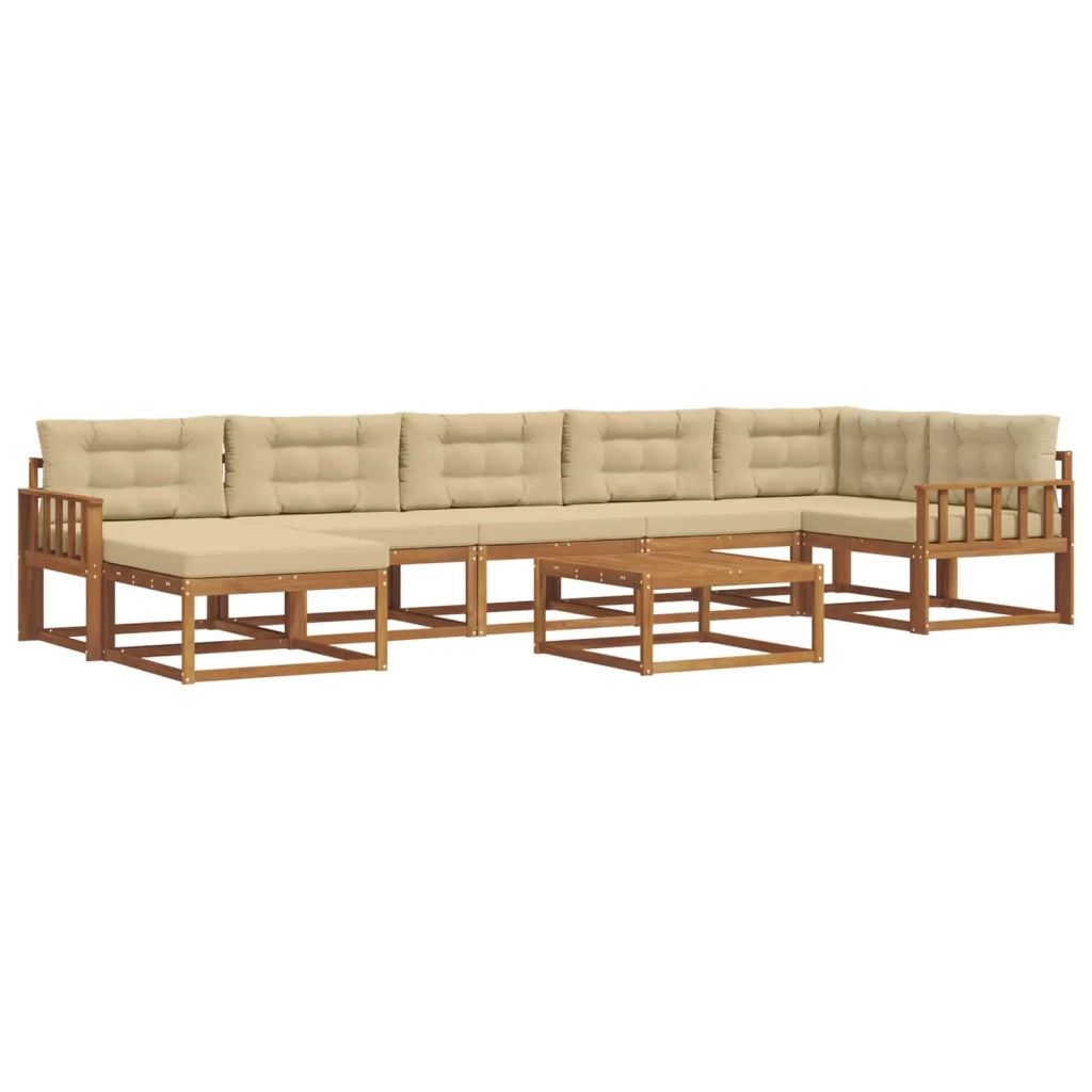 Set di divani da esterno con cuscino 8 pcs Naturale e Beige 3367926
