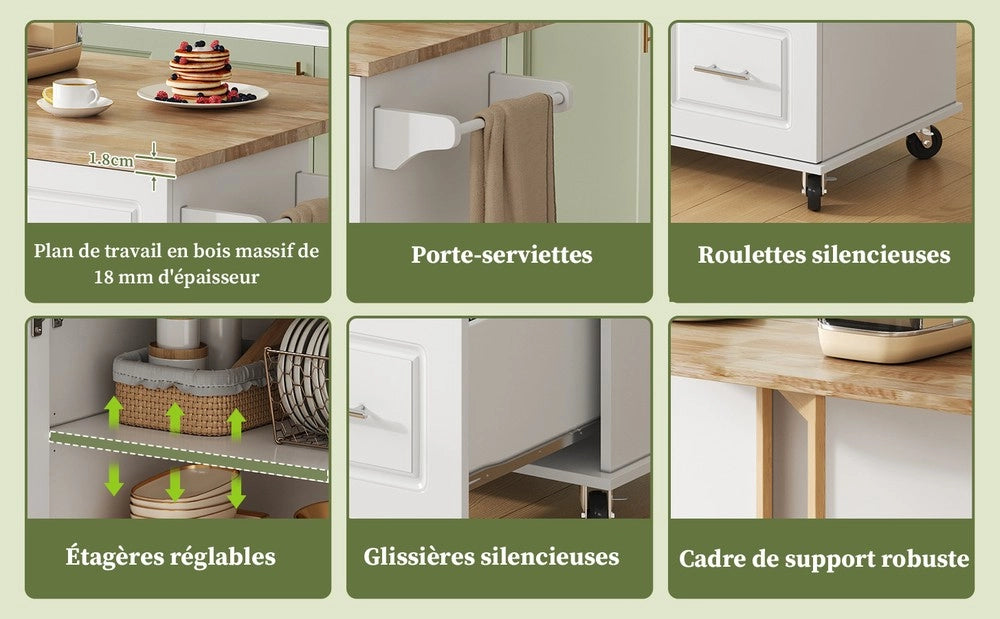 Tavolo da Cucina Pieghevole con Cassetti e Ripiano ¨C Xylo ¨C Rovere, 137x43x92 cm