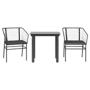 Set da Pranzo da Giardino 3 pz | Set Salotto da Giardino con Cuscini Polyrattan Vetro