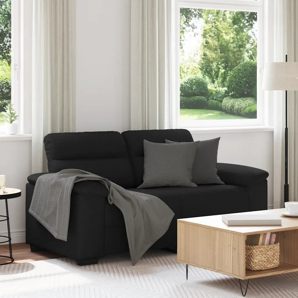 Divano | Divano da soggiorno | Sofa a 2 Posti Nero 160x81x84 cm in Tessuto