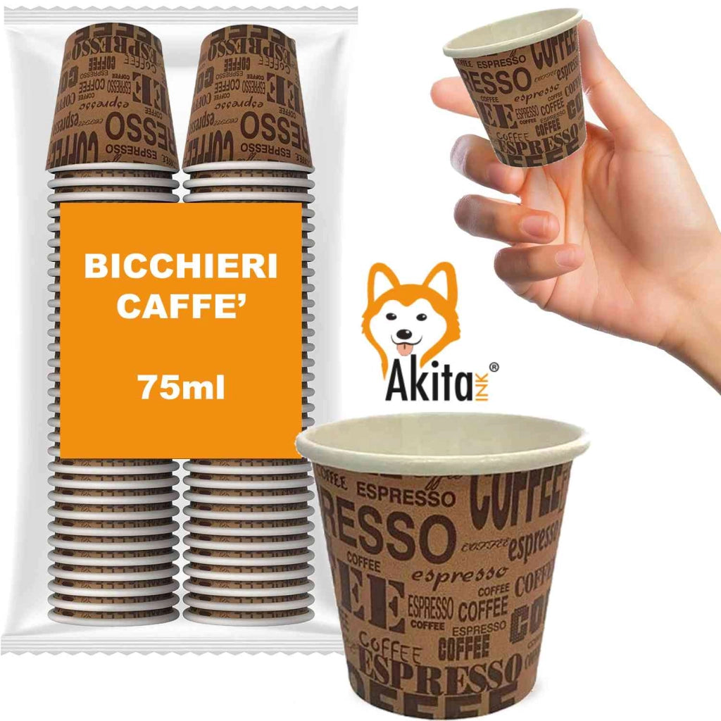 Akitaink 1000 Bicchierini Caffe' 75ml Carta Biodegradabile Avana