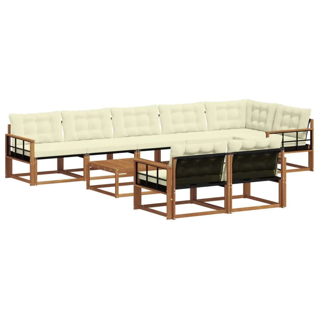 Set di divani da esterno con cuscino 9 pcs Naturale e Crema
