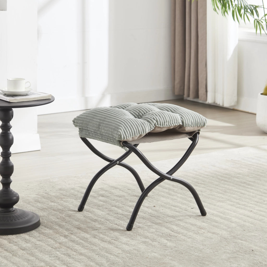 POLTRONA Relax con Pouf 70x64x95 cm Verde Chiaro Acciaio