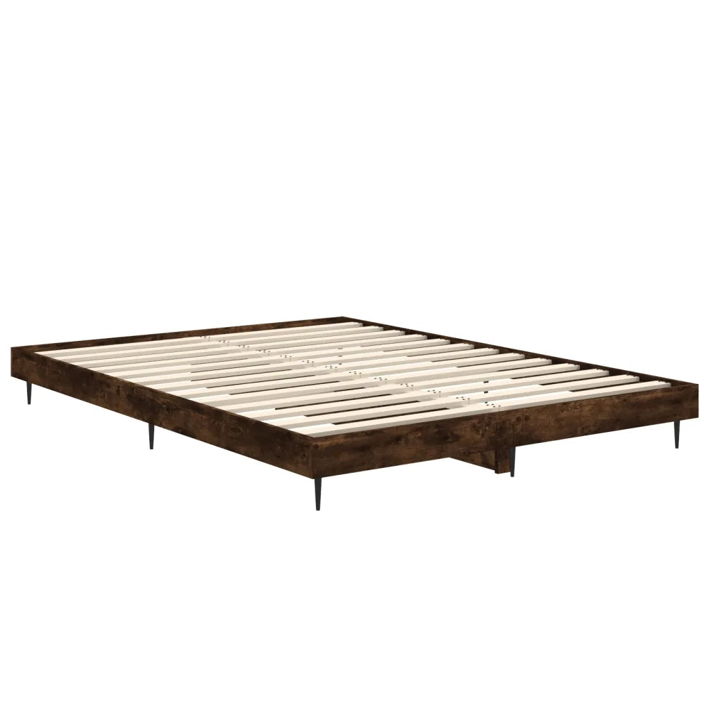 Letto matrimoniale | Letto per adulti | Giroletto Rovere Fumo 135x190 cm in Legno Multistrato