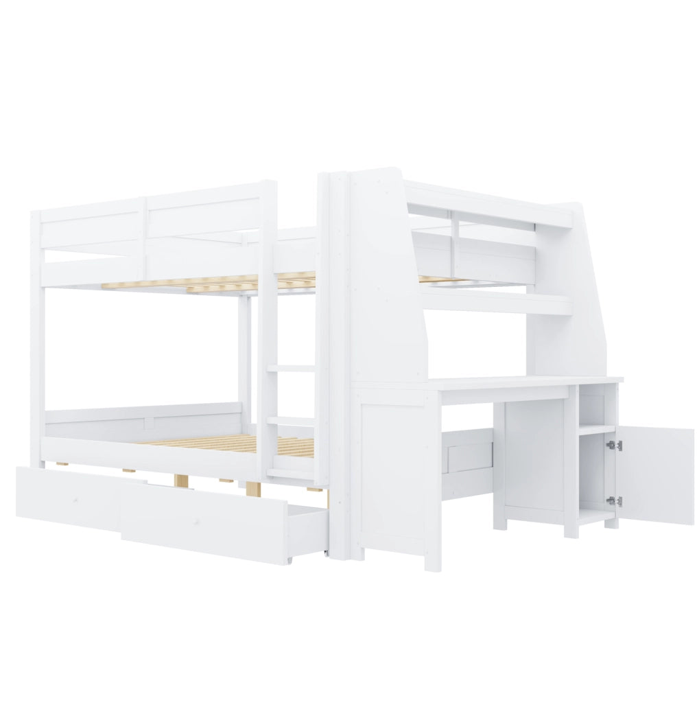 Letto a castello alto 140x200 cm con scrivania e contenitore