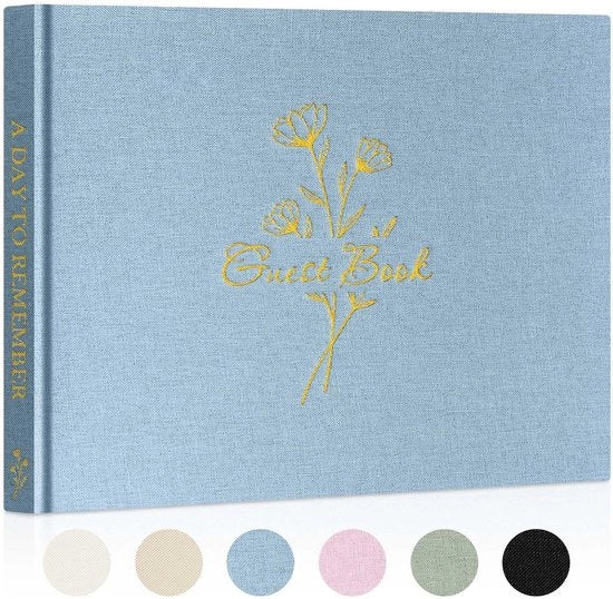 Gastenlibro in copertina in tessuto - 108 pagine bianche - Libro di ricordi per matrimoni - Tardi ricordi personali - Libro di ricordi con foto - 108 pagine bianche