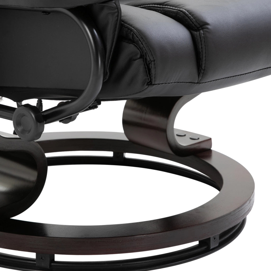 Poltrona Relax con Pouf Poggiapiedi e Funzione Massaggio Reclinabile a 145° e Girevole a 360° in Finta Pelle PU Nero