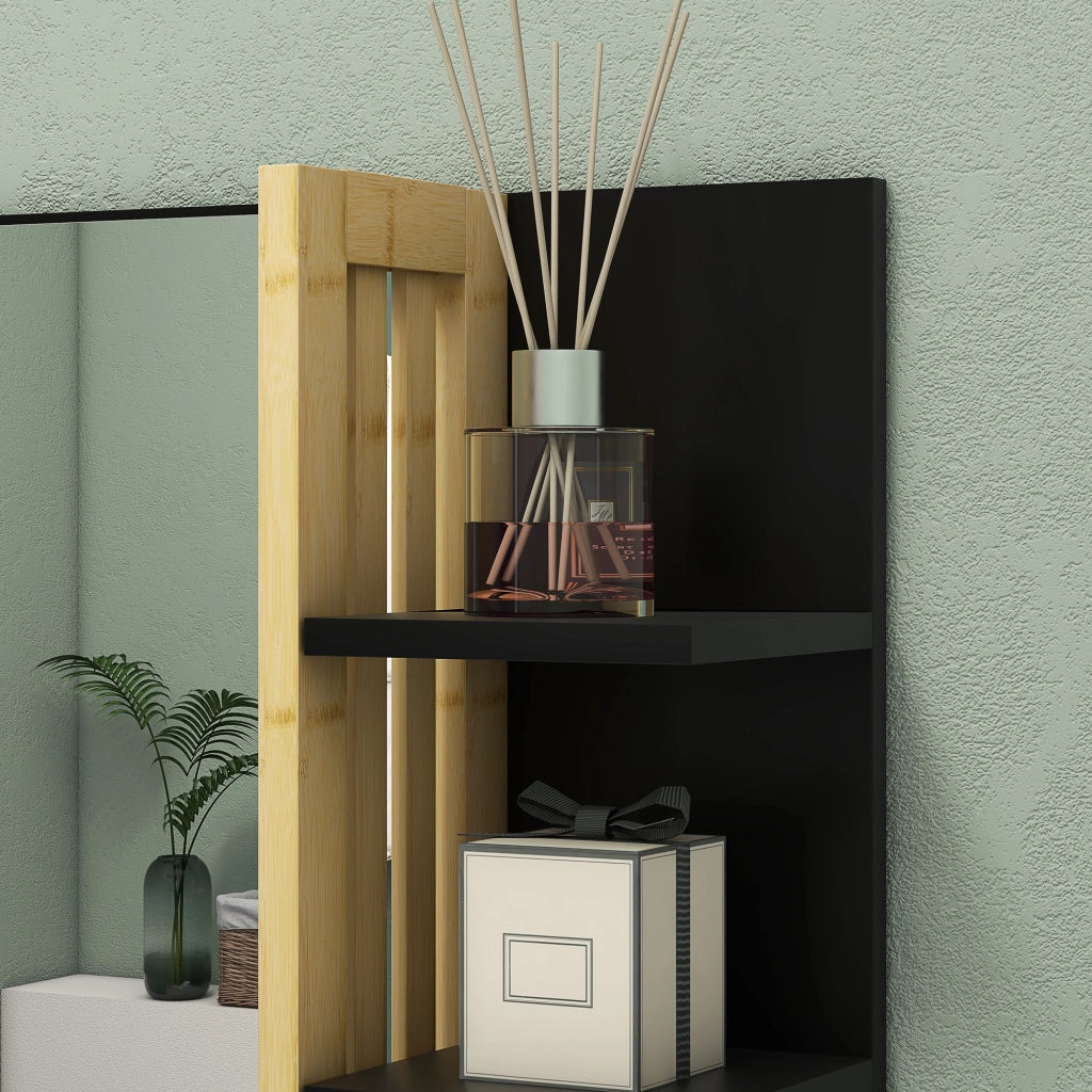 Specchiera Bagno Moderna a 4 Ripiani in Legno ¨C Zephmum ¨C Nero 45x15x58.5cm