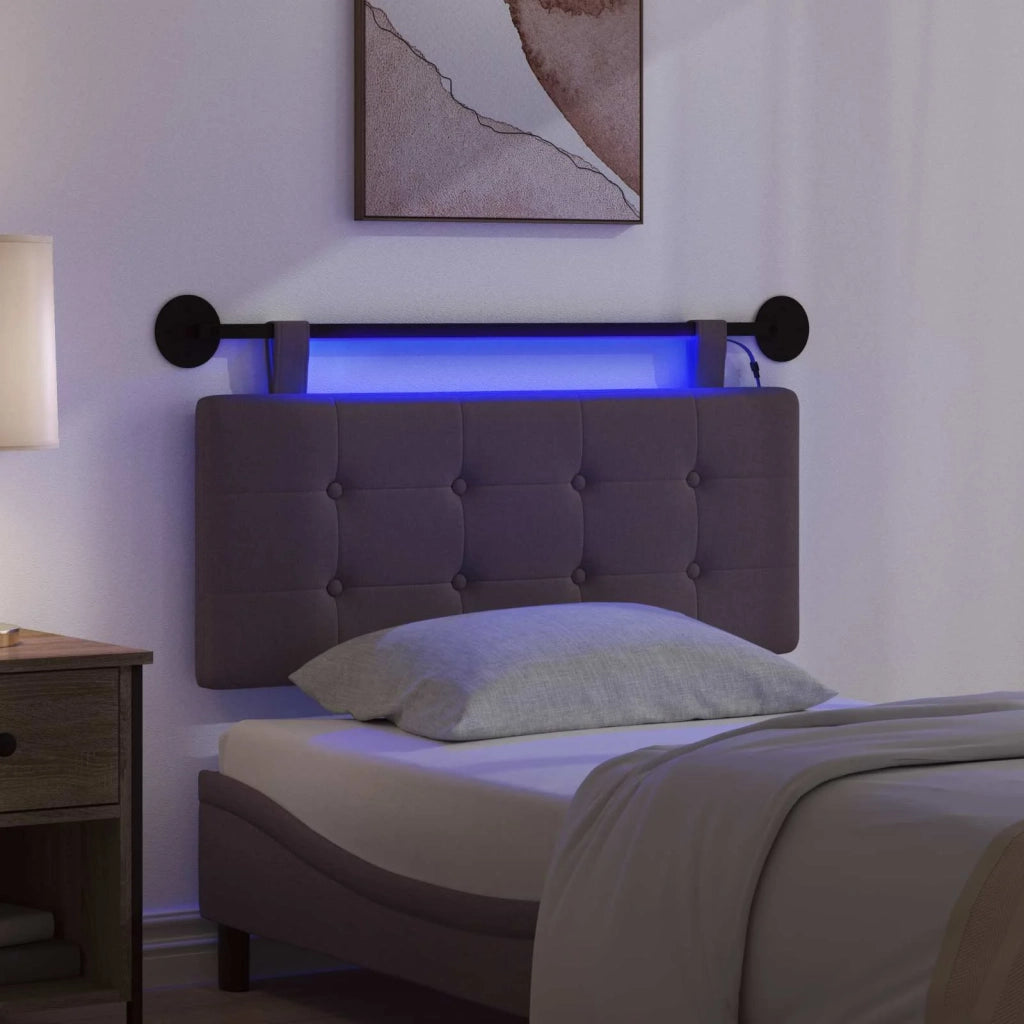 Testiera | Testata sospesa Con luce LED Marrone Scuro Tessuto