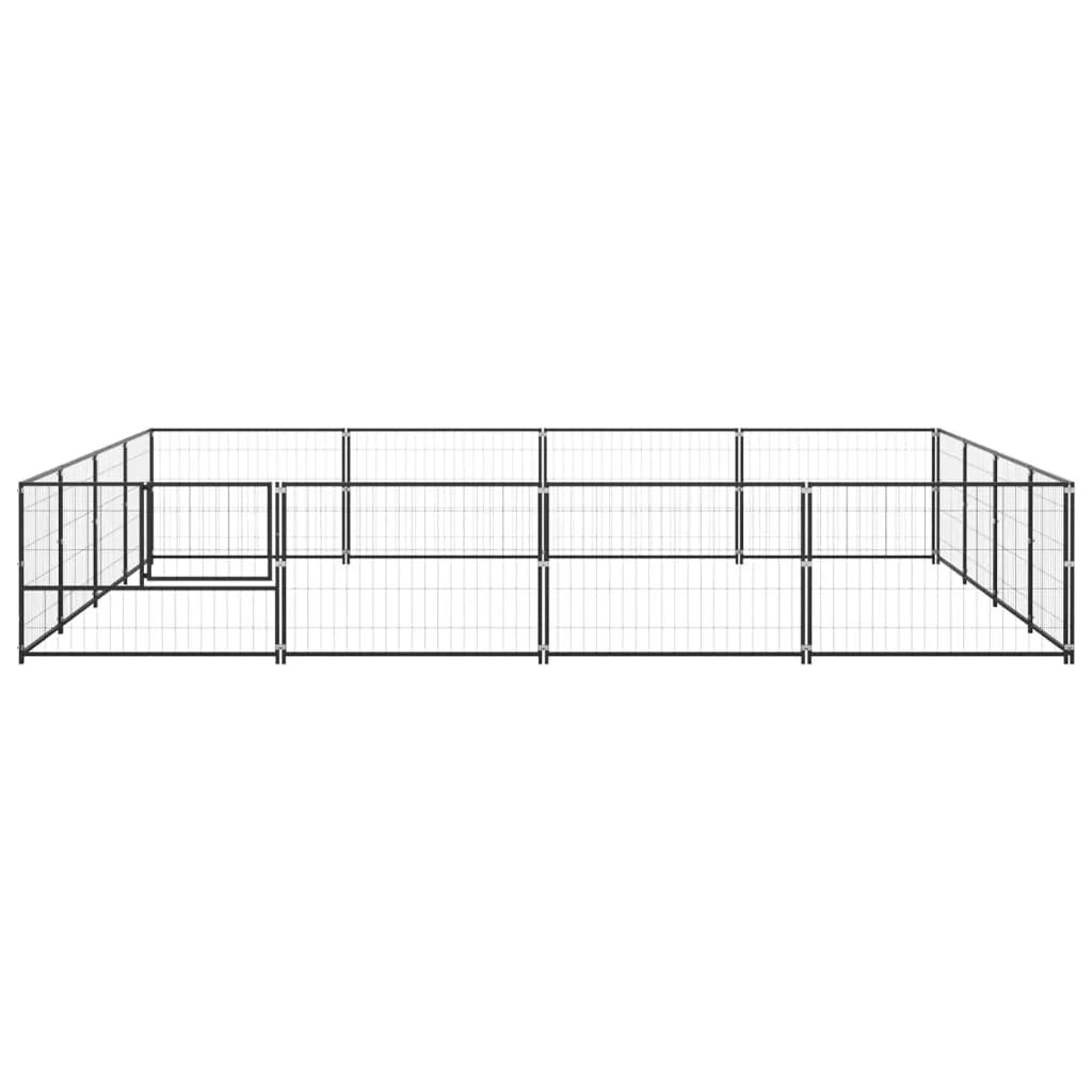 Recinto per animali da esterno per cani recinto per animali nero 16 m² acciaio 02_0000500