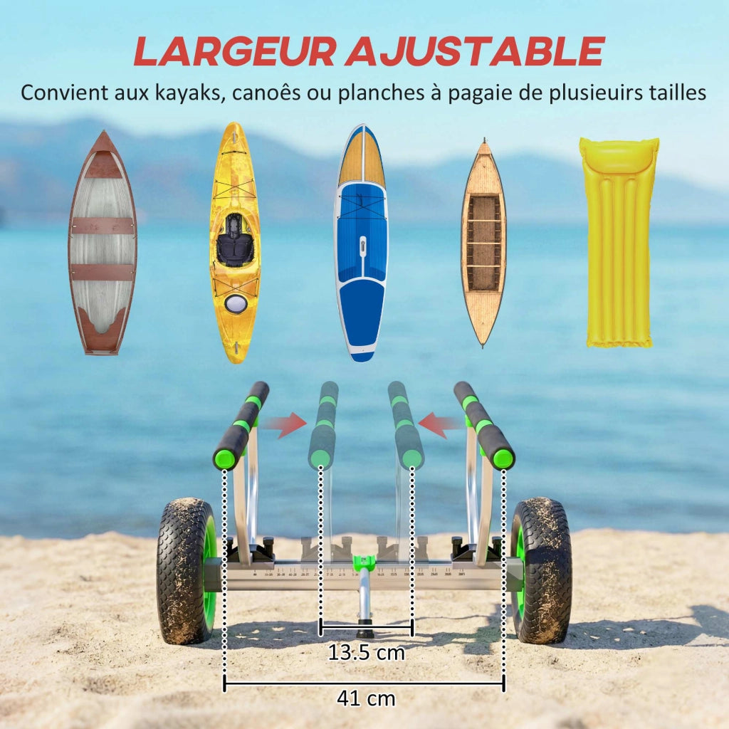 Carrello trasporto kayak SUP canoa ¨C zephmum ¨C regolabile ruote grandi alluminio nero verde