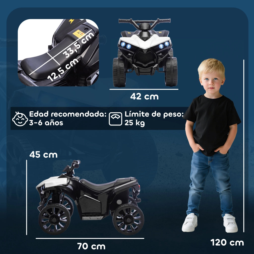 Quad Elettrico per Bambini ¨C Zephmum ¨C 70x42x45 cm Bianco