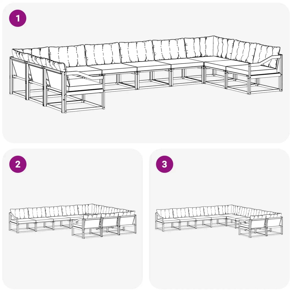 Set di divani da esterno 10 pz Bianco e Beige 3389127