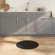 Tappeto Rotondo Nero 60 cm in Bambù 376972