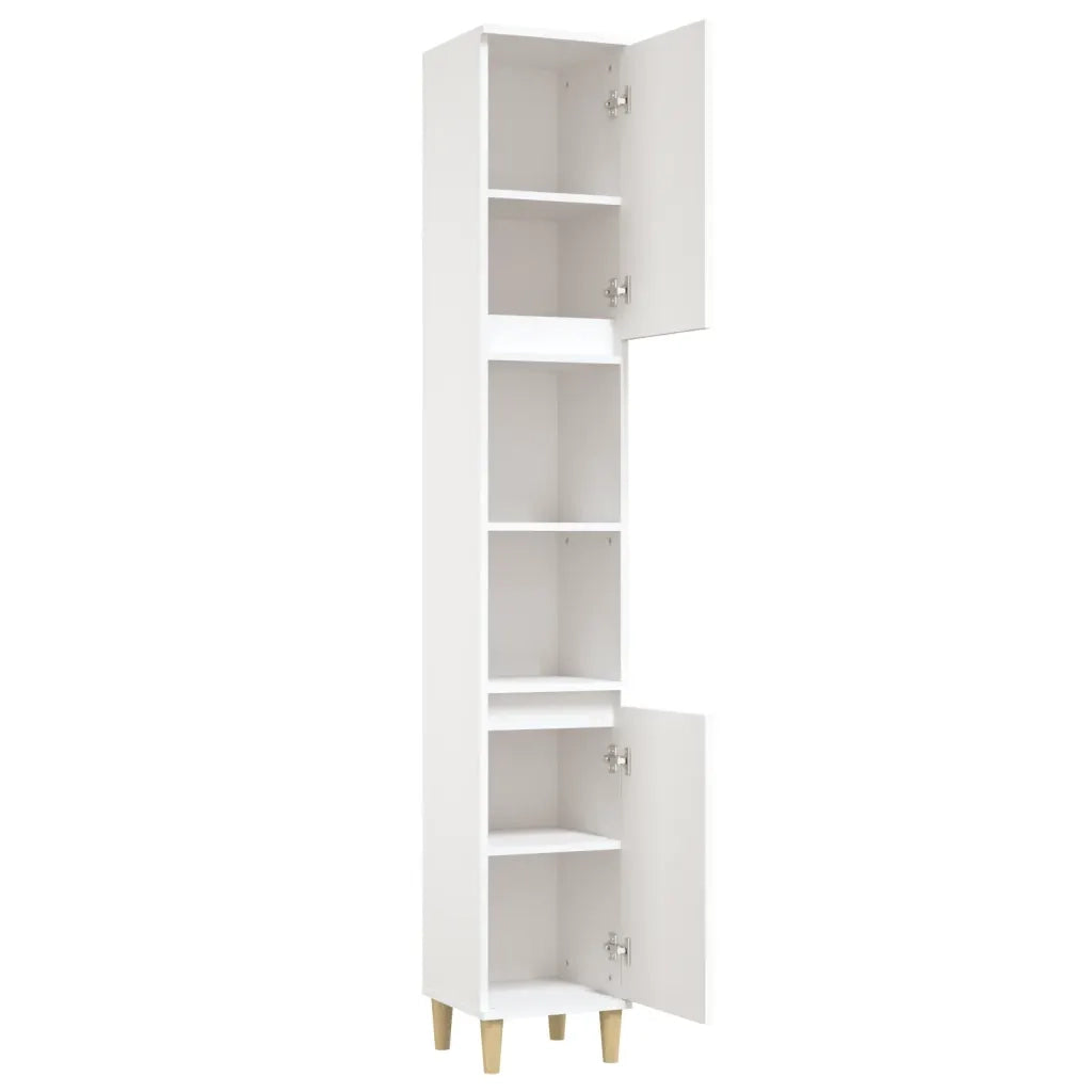 Armadietto da Bagno Bianco 30x30x190 cm in Legno Multistrato 819788