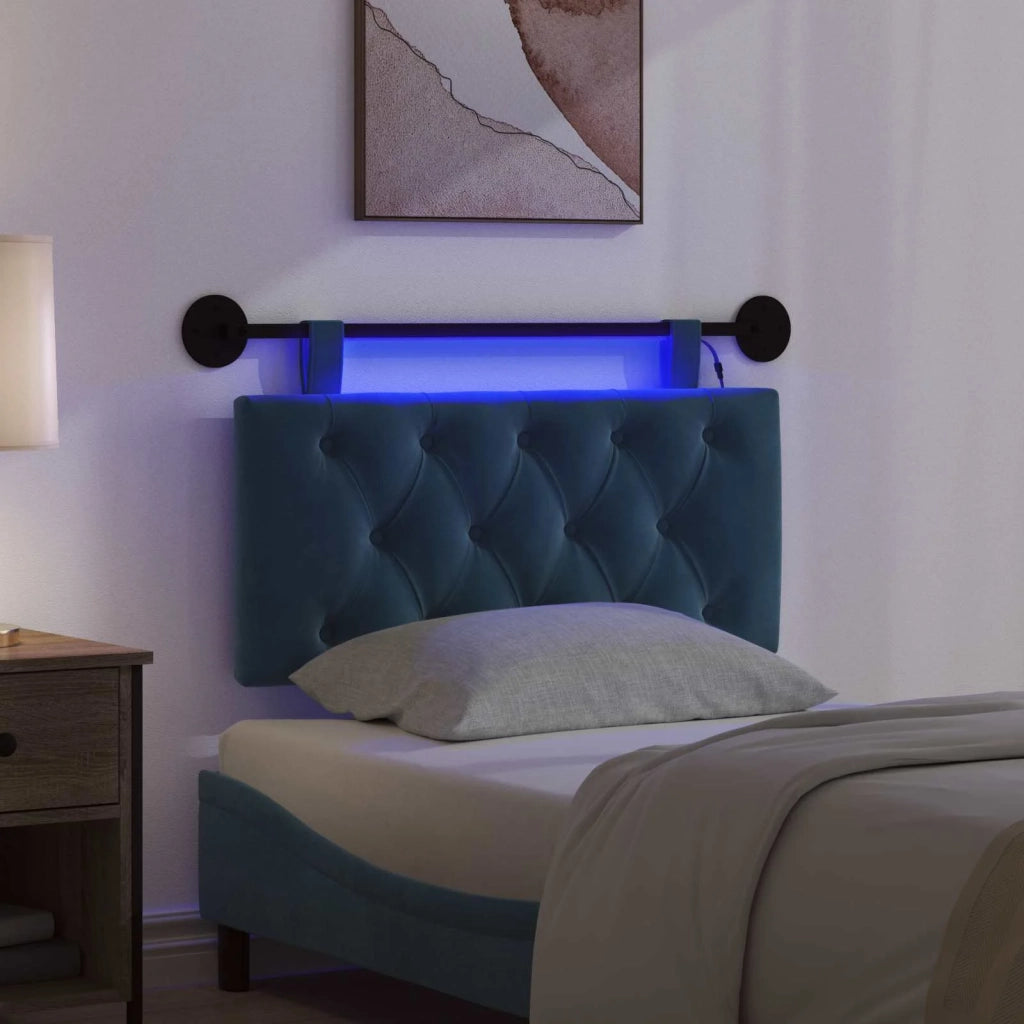 Testiera | Testata sospesa Con luce LED Blu Velluto