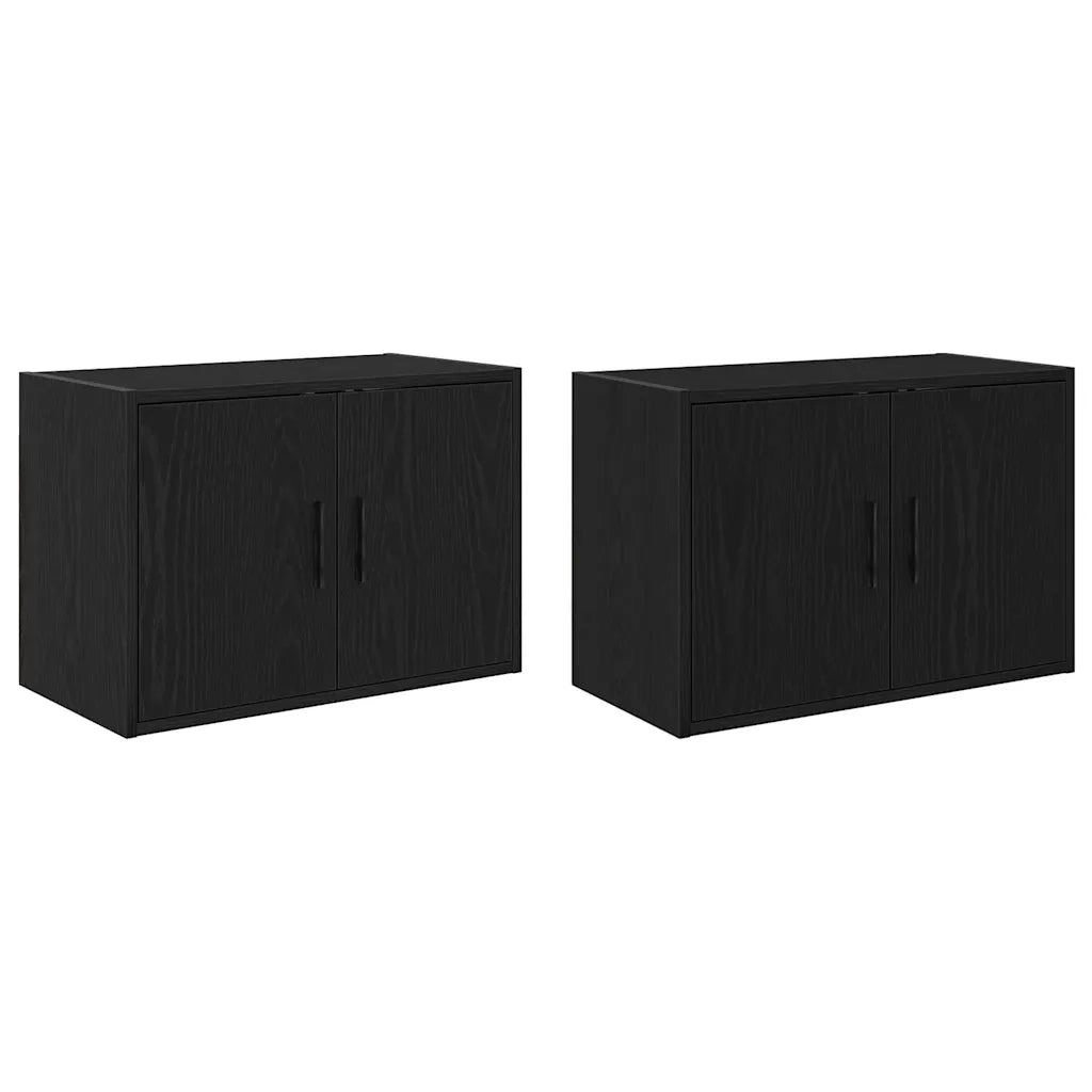 Pensili per Garage 2 pz Neri in Legno Multistrato 860646