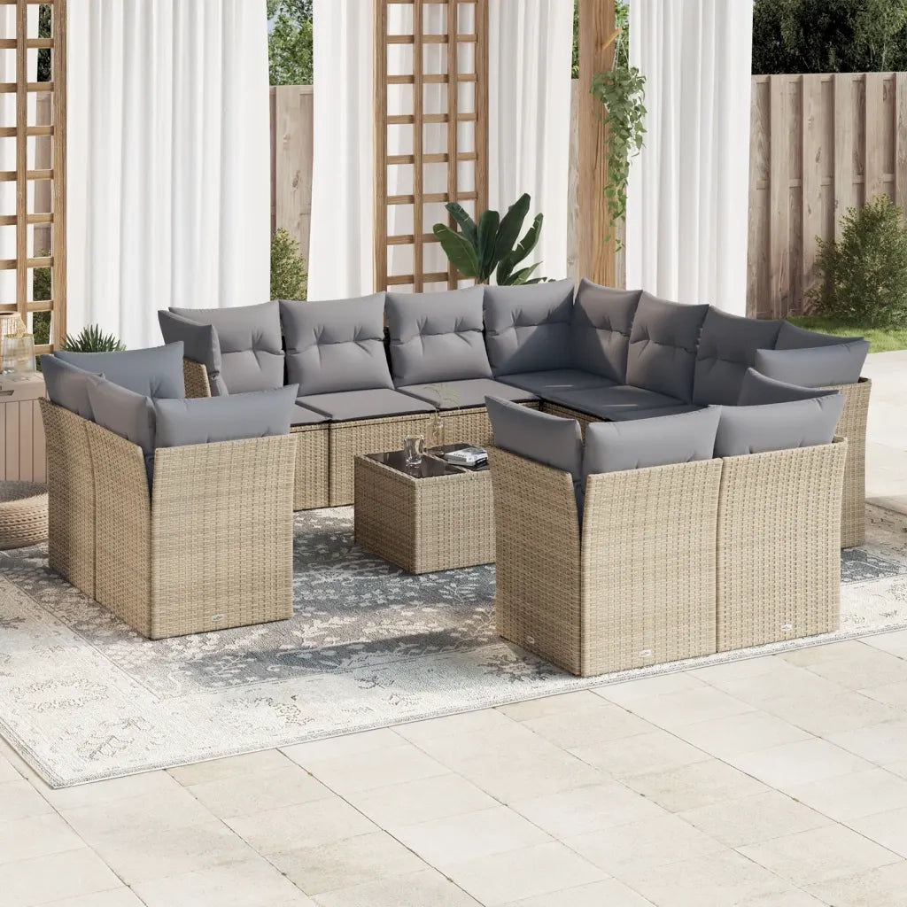 Set Divani da Giardino 12 pz con Cuscini Beige in Polyrattancod mxl 111552