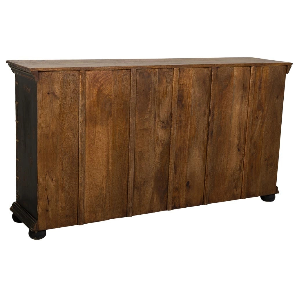 Credenza in legno, vetro e metallo marrone 170x40x90