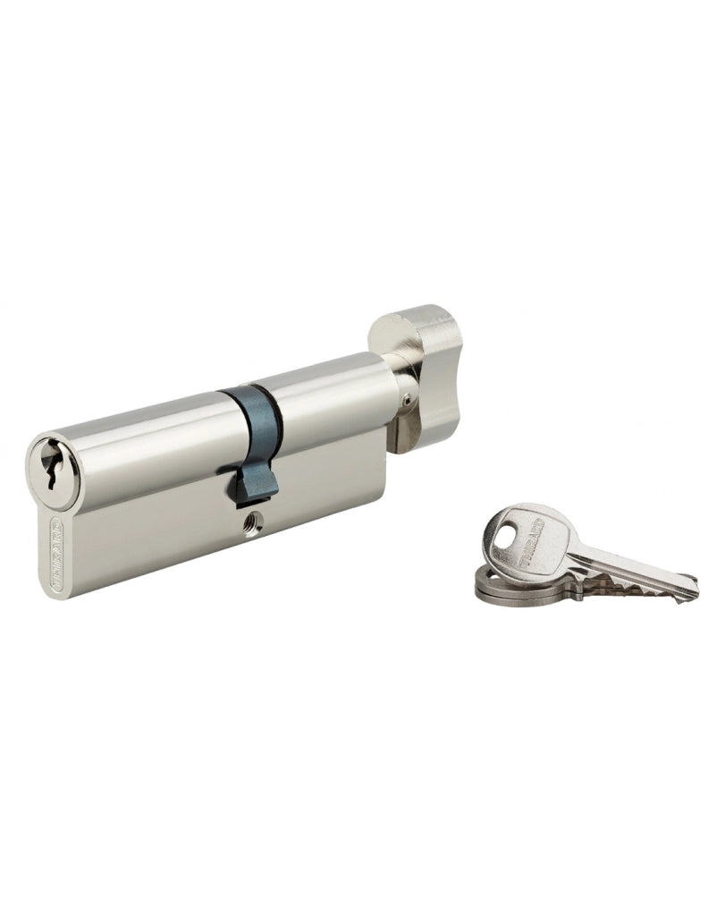 Cilindro europeo per serratura a pomolo SA  40Bx50mm, anti estrazione, nichel, 3 chiavi - THIRARD