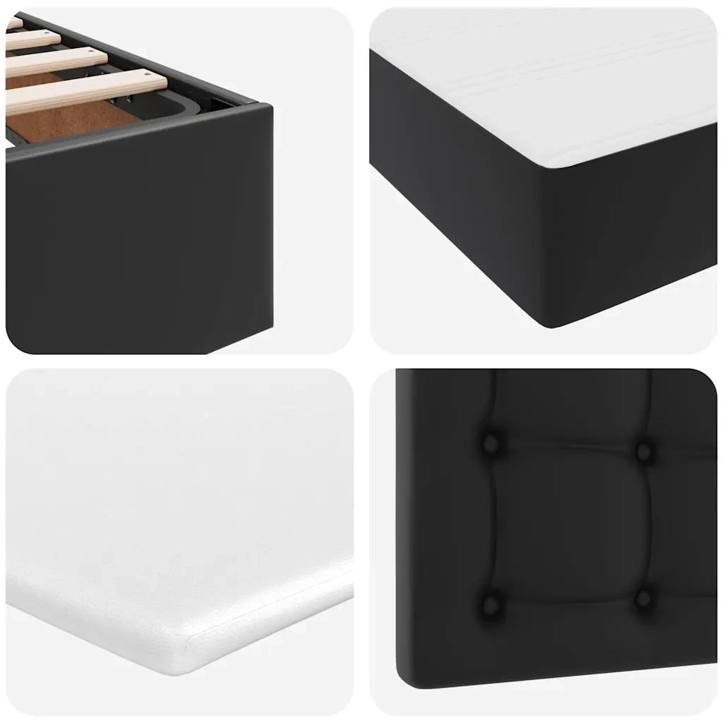 Letto con contenitore e LED Nero 180 x 200 cm Pelle Sintetica 3372313