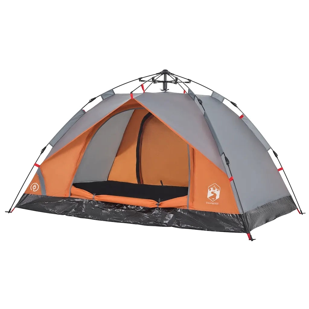 Tenda a Cupola 3 Persone Grigio e Arancione a Rilascio Rapido 4004195