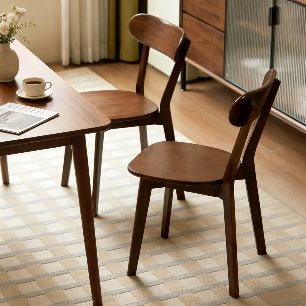 Sedie da pranzo in legno massello stile Mid-Century, colore noce