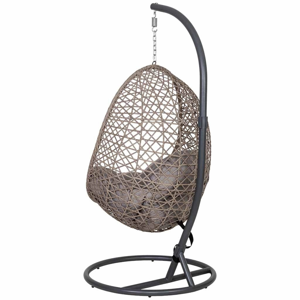 Poltrona sospesa alluminio con cuscino marrone D95x195 cm