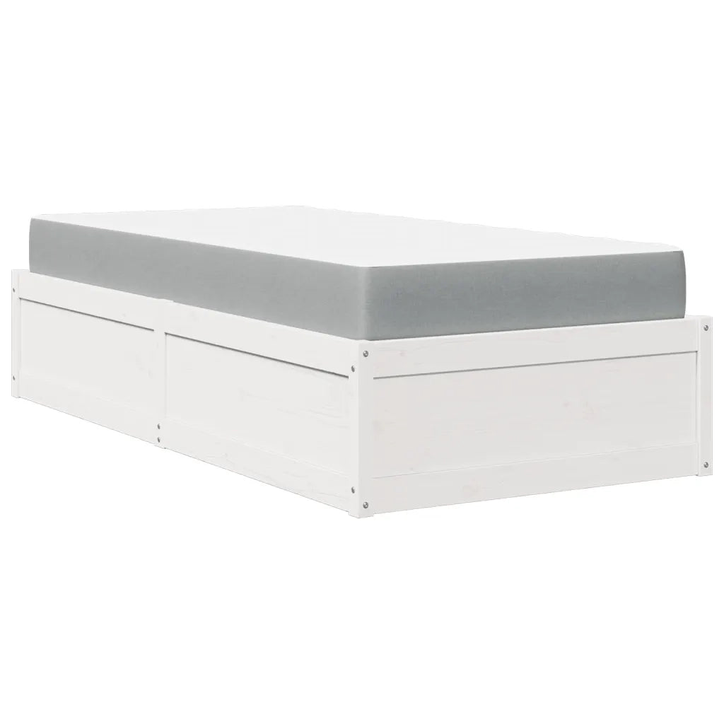 Letto singolo | Letto per adulti | Letto con Materasso Bianco 90x190 cm in Legno Massello di Pino