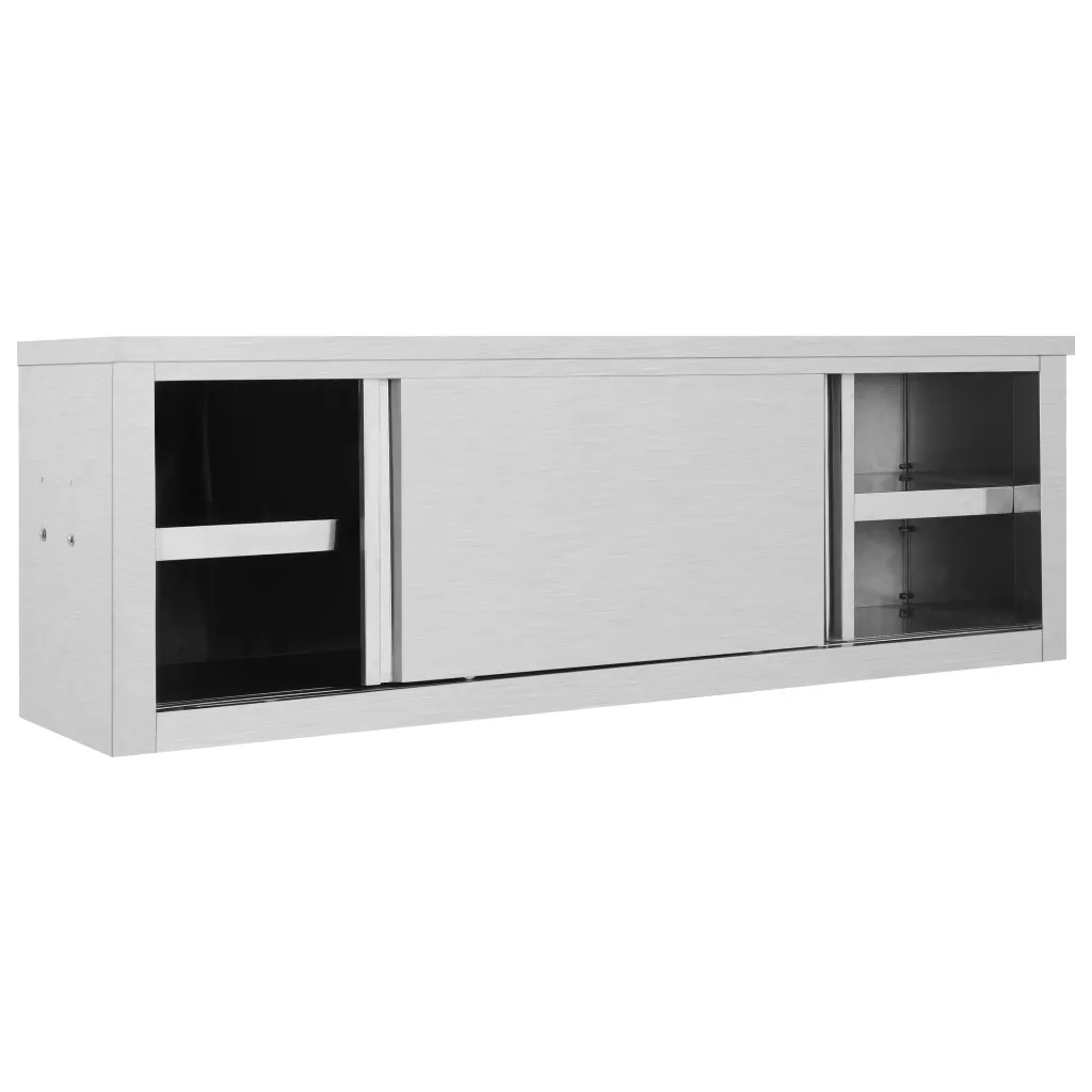 Pensile da cucina | Armadio da Cucina ad Ante Scorrevoli 150x40x50cm Acciaio Inox