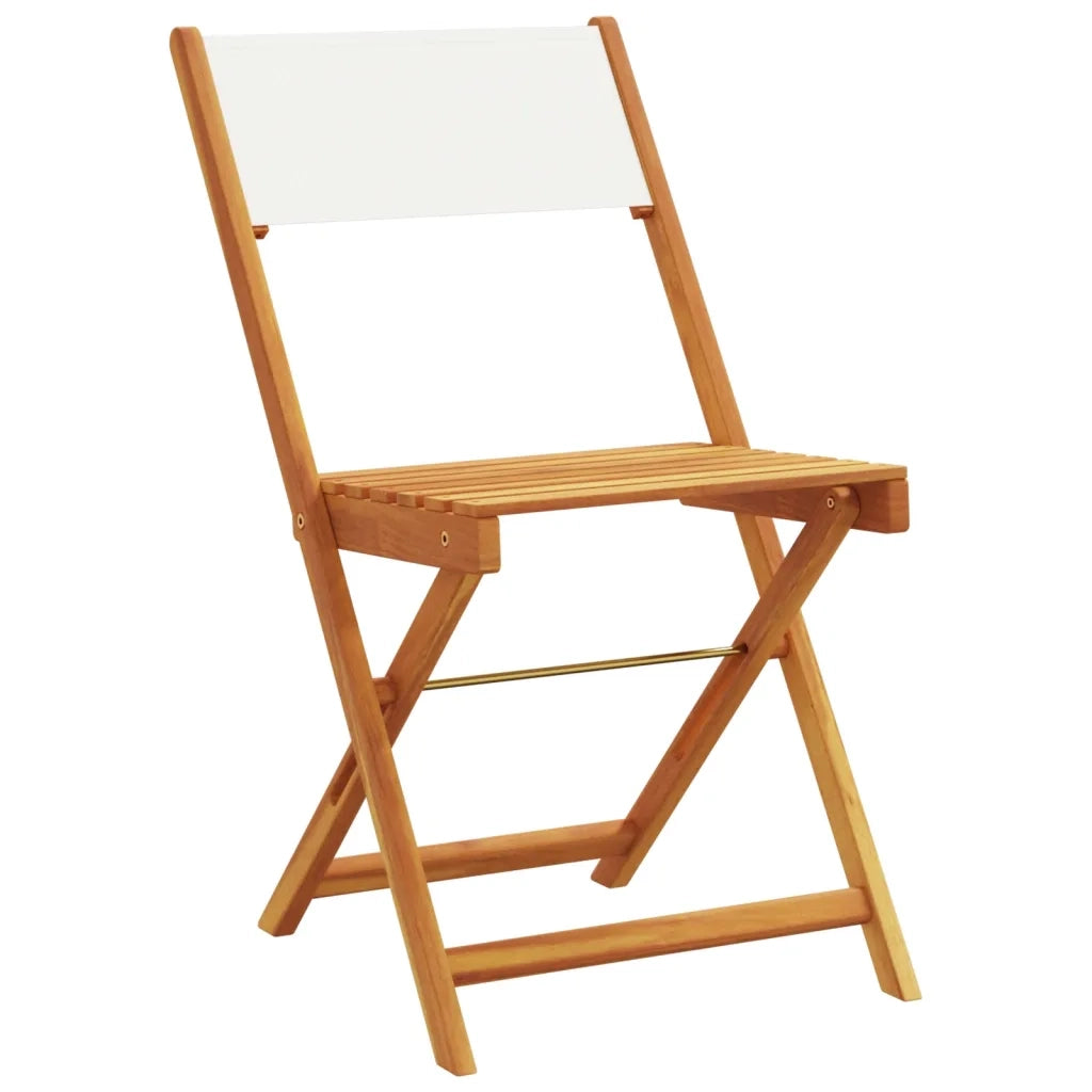 Sedie da Giardino Pieghevoli 4 pz | Sedie da Esterno Bianco Crema Tessuto e Legno