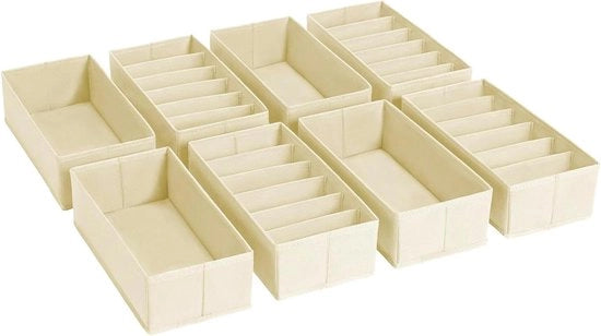 Organizzatore di cassetti per abbigliamento - Set di 8 cassetti per organizzare biancheria, 30 x 15 x 9 cm Sistema di organizzazione per armadi a muro, per abitazioni, beige