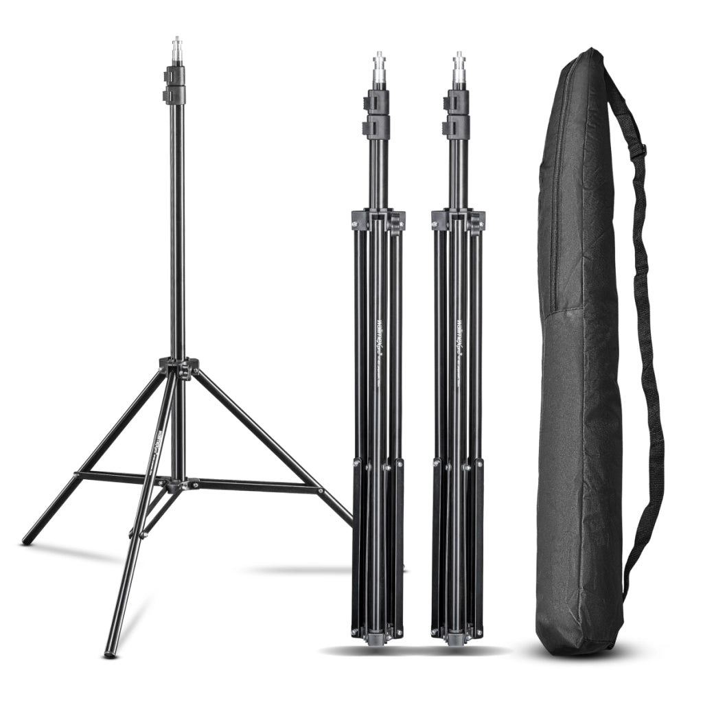 WT-803 Stativo per luci con adattatore Set di 3 - Treppiede in alluminio per studio foto, altezza max 208 cm portata max 3,5 kg per flash softbox