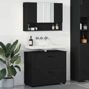 vidaXL Set di mobili per il bagno 2 pcs Nero 76.5 x 35 x 64 cm