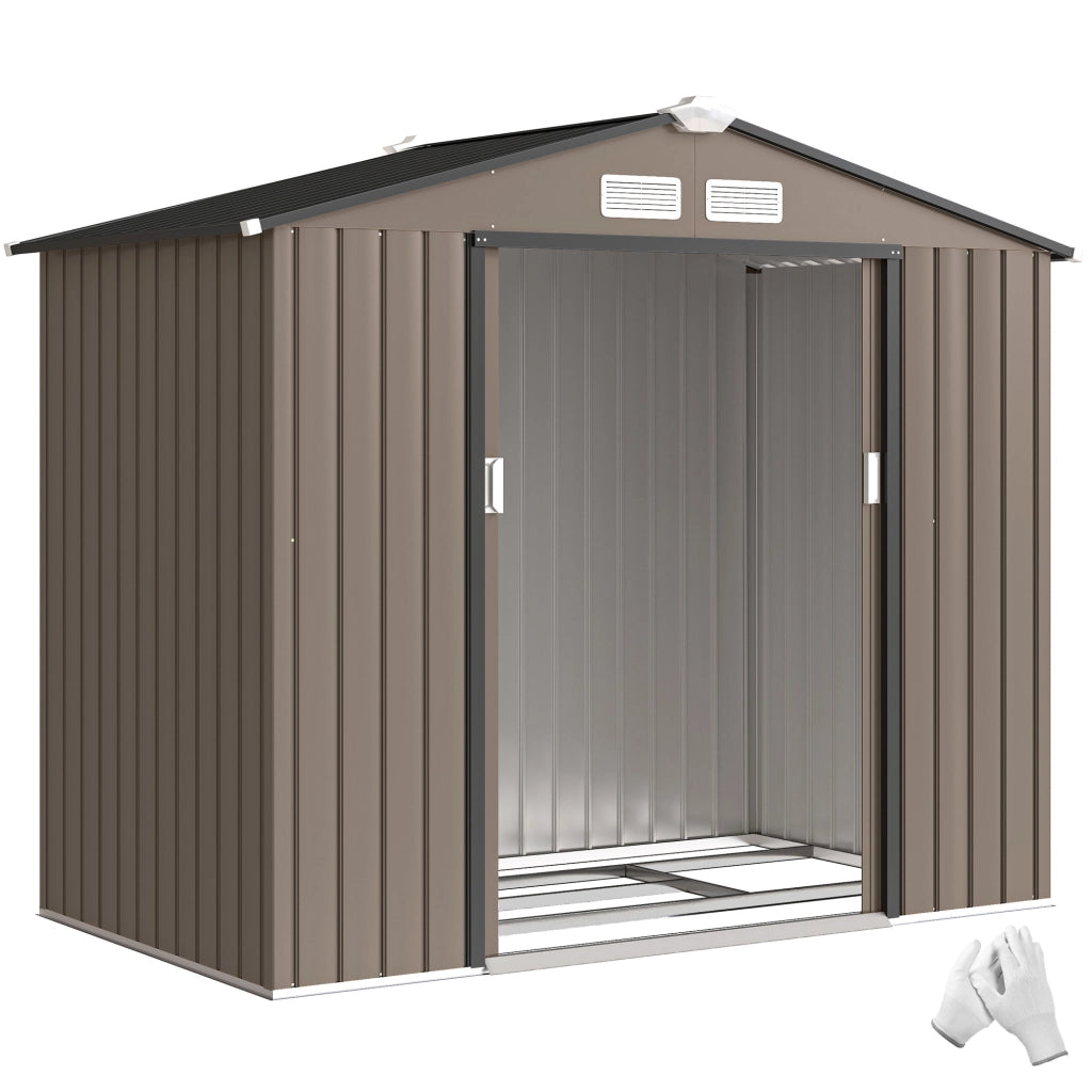 Casetta da Giardino in Metallo ¨C zephmum ¨C Marrone 210x130 cm