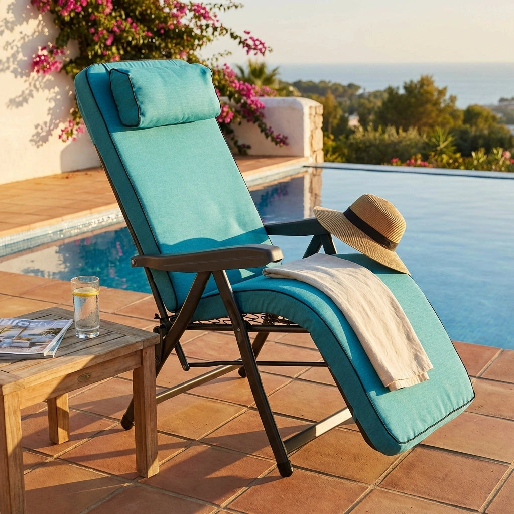 Poltrona Sdraio relax reclinabile in Tessuto Acciaio cm 155x60x60 - MORTY