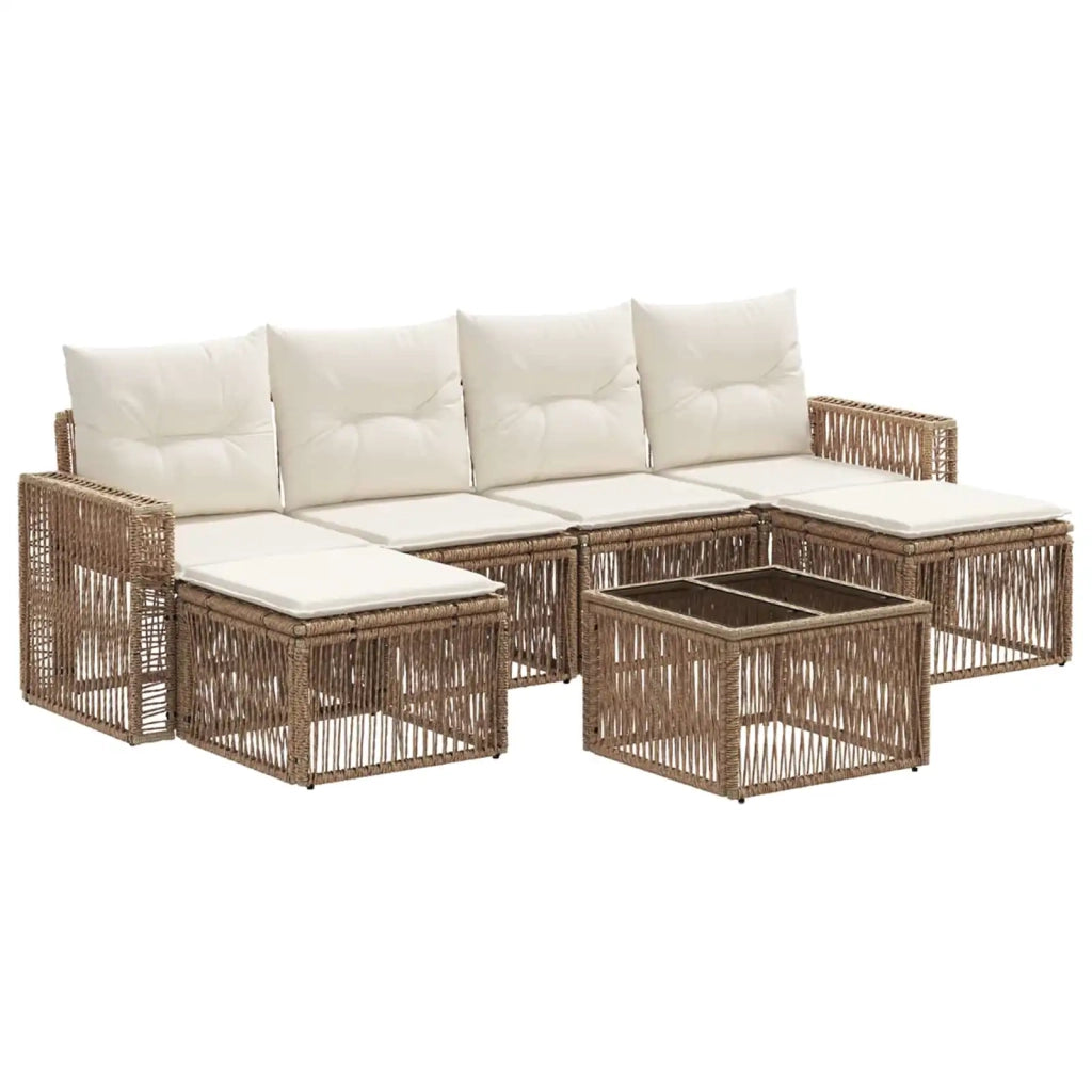 Set Divano da Giardino 7 pcs Beige e Bianco Crema polyrattan 3435207