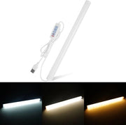 Barra di Luce LED da 30 cm – USB, 3 Colori, Magnetico, Regolabile – Copertura in Materiale Morbido per Scrivania, Armadio, Stampante 3D & Vasca da Bagno