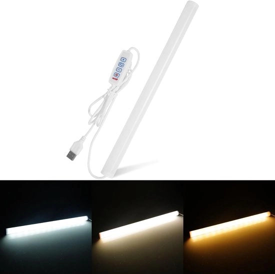 Barra di Luce LED da 30 cm – USB, 3 Colori, Magnetico, Regolabile – Copertura in Materiale Morbido per Scrivania, Armadio, Stampante 3D & Vasca da Bagno