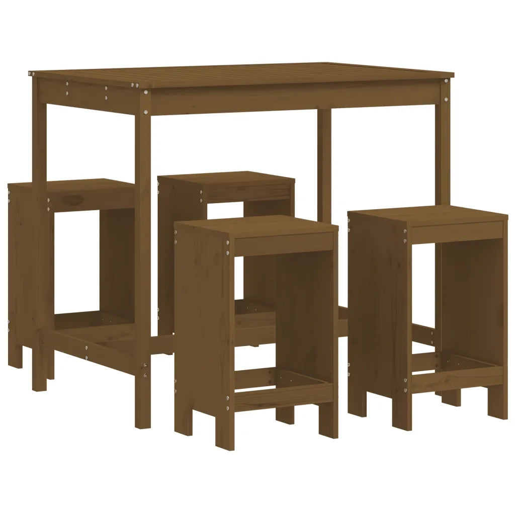 Set Bar da Giardino 5 pz | Set Salotto da Giardino ambra in Legno Massello di Pino
