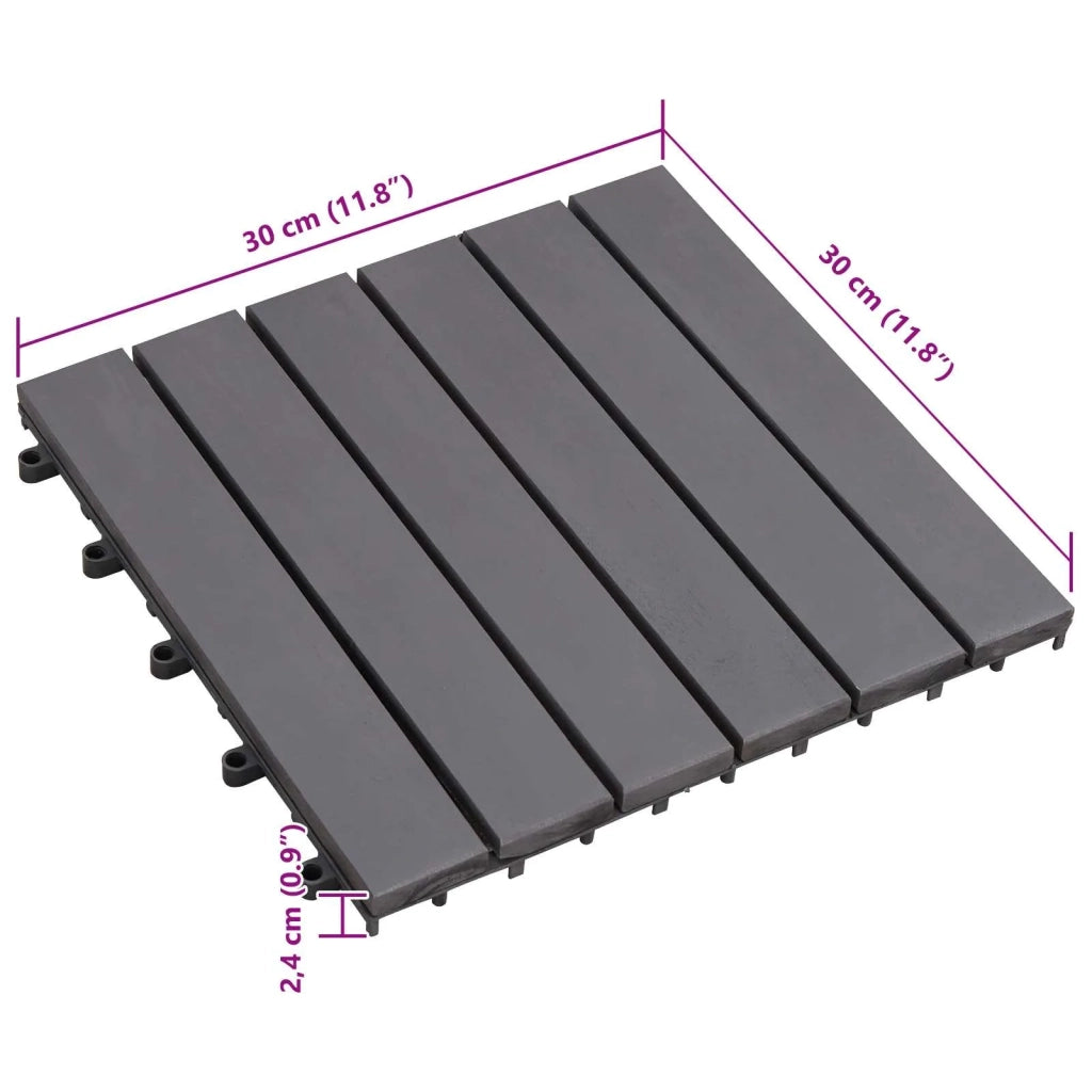 Piastrella per Decking 20 pz Grigio 30 x 30 cm Legno di Acacia CFW2147452