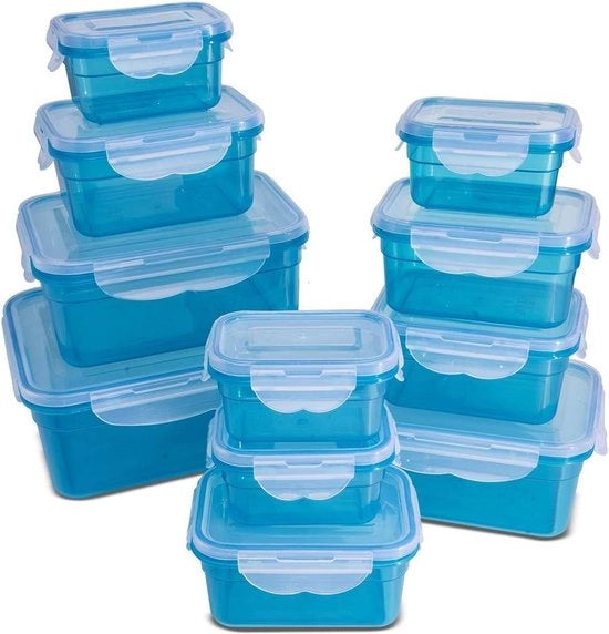 Set di contenitori in plastica per congelatore e freezer, 11 dozzine, 22 pezzi, blu