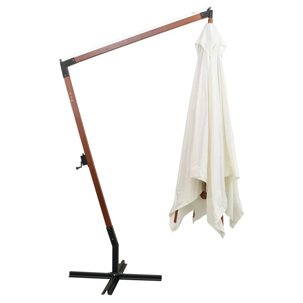 Ombrellone Pensile 300x300 cm Palo in Legno Bianco 42968